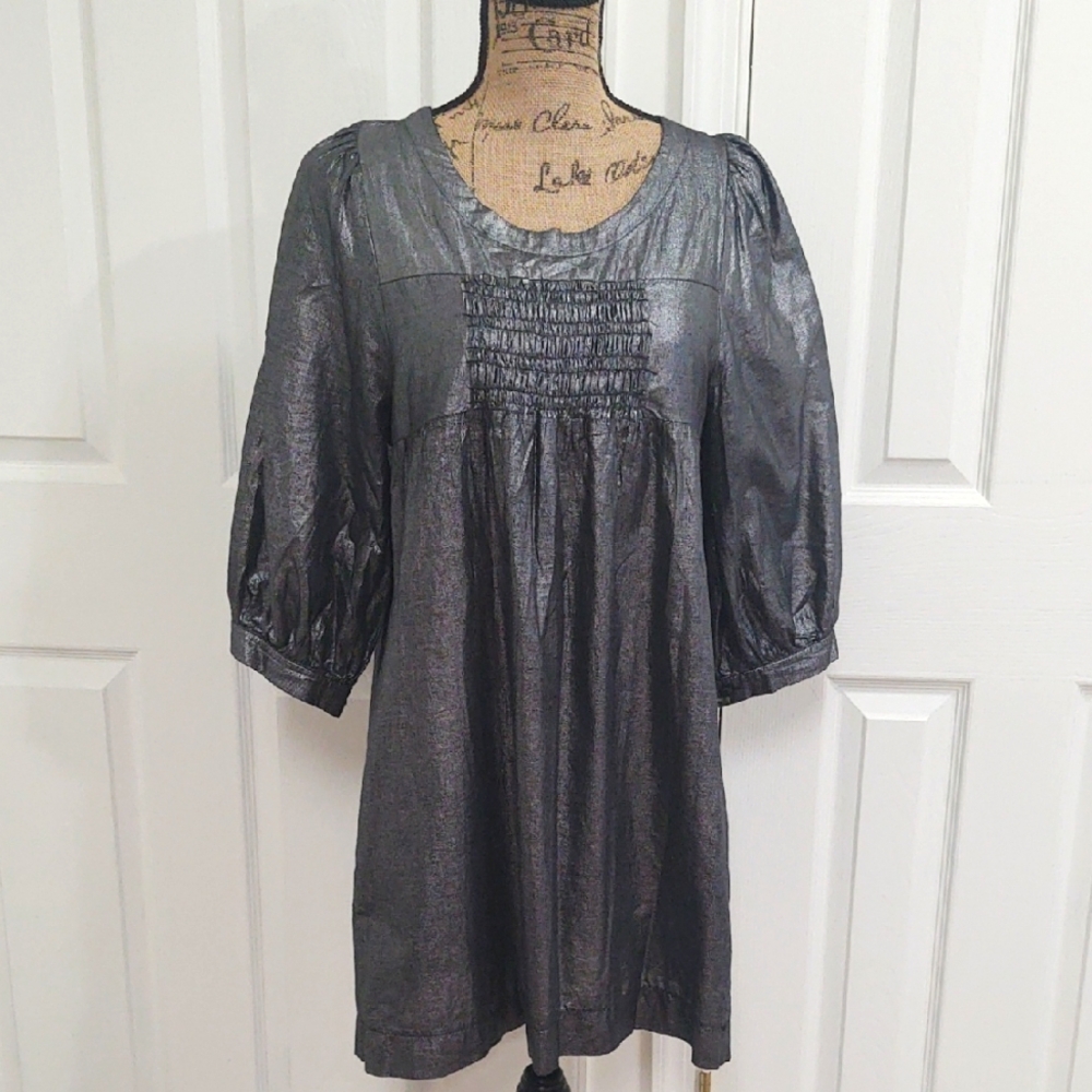 Romeo & Juliet Couture Metallic Silver Dress | SZ M